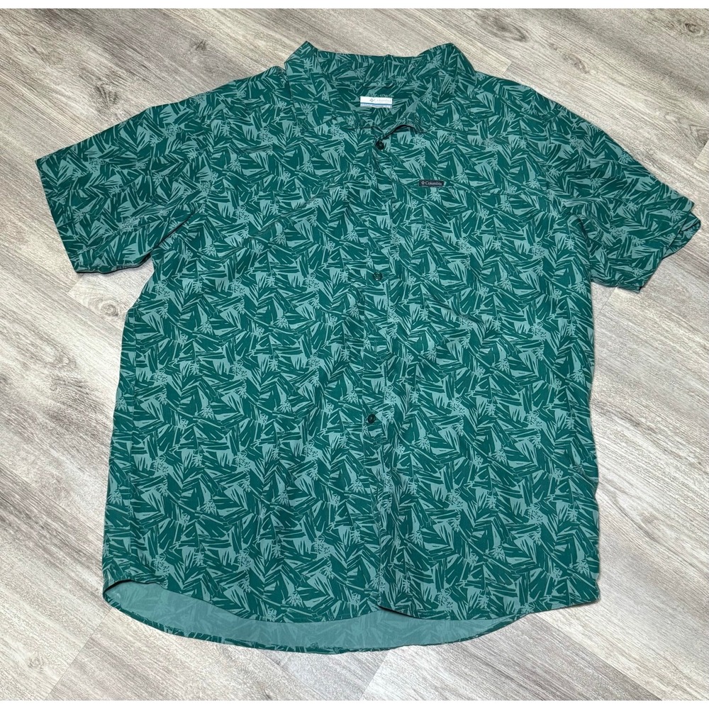 Columbia Green Short Sleeve Hawaiian Camp Shirt Men's‎ XL